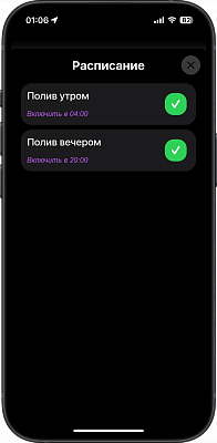  (Интеграция системы полива Hunter в умный дом с расширенным функционалом). Интерфейс управления