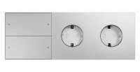 Рамка на 3 поста, Berlin Premium 05, розетка Schuko x2 + 2-кл. сцен-выкл. алюм., сатин горизонт.