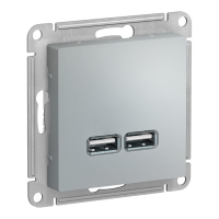 Модуль розетки с USB A (2 порта) (M0402) Серебристый