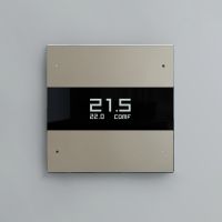 Сценарный выключатель с LED экраном и термостатом, Шампань (FS-BT6-LED-03)