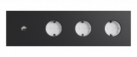 Рамка на 4 поста, Berlin Premium 05-1, розетка Schuko x3 + розетка RJ45 алюм., черная