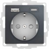 Модуль розетки Schuko с USB A, USB C, Графит
