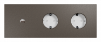 Рамка на 3 поста, Berlin Premium 05-1, розетка Schuko x2 + розетка RJ45 алюм., шоко