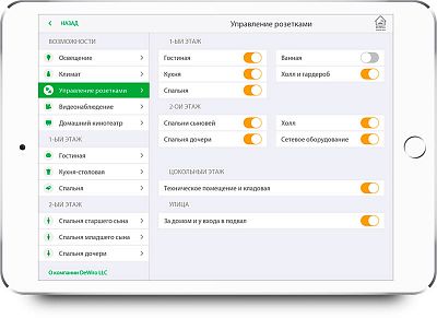  (Коттедж в стиле Кантри). Интерфейс управления
