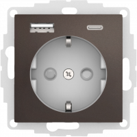 Модуль розетки Schuko с USB A, USB C, Шоко
