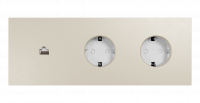 Рамка на 3 поста, Berlin Premium 05, розетка Schuko x2 + розетка RJ45 алюм., бежевый