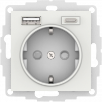 Модуль розетки Schuko с USB A, USB C, Белый