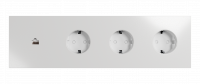 Рамка на 4 поста, Berlin Premium 05-1, розетка Schuko x3 + розетка RJ45 алюм., белая