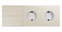 Рамка на 3 поста, Berlin Premium 05, розетка Schuko x2 + 2-кл. сцен-выкл. алюм., бежевый